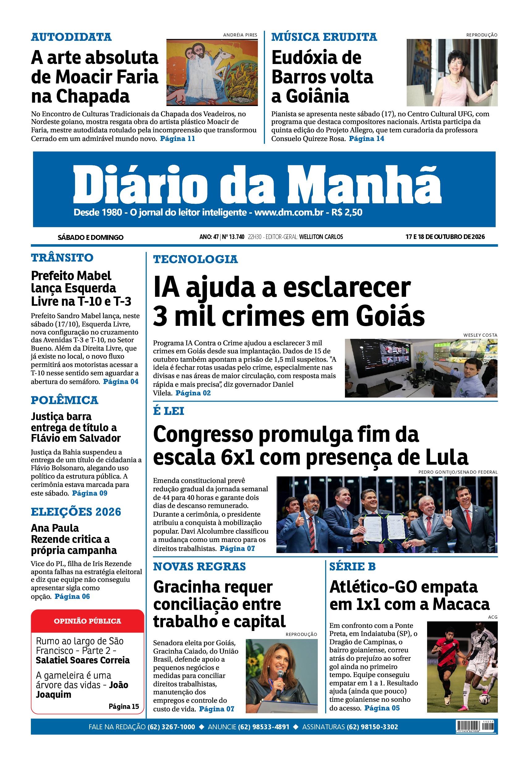 Goiânia front page, 17/10/2026